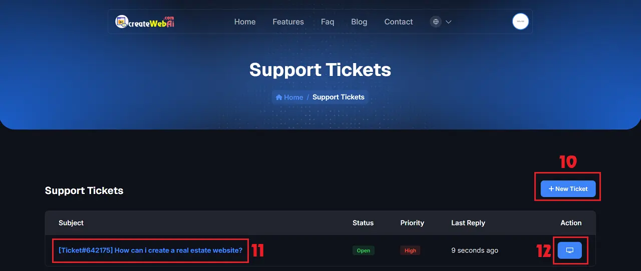 How to create a new ticket?