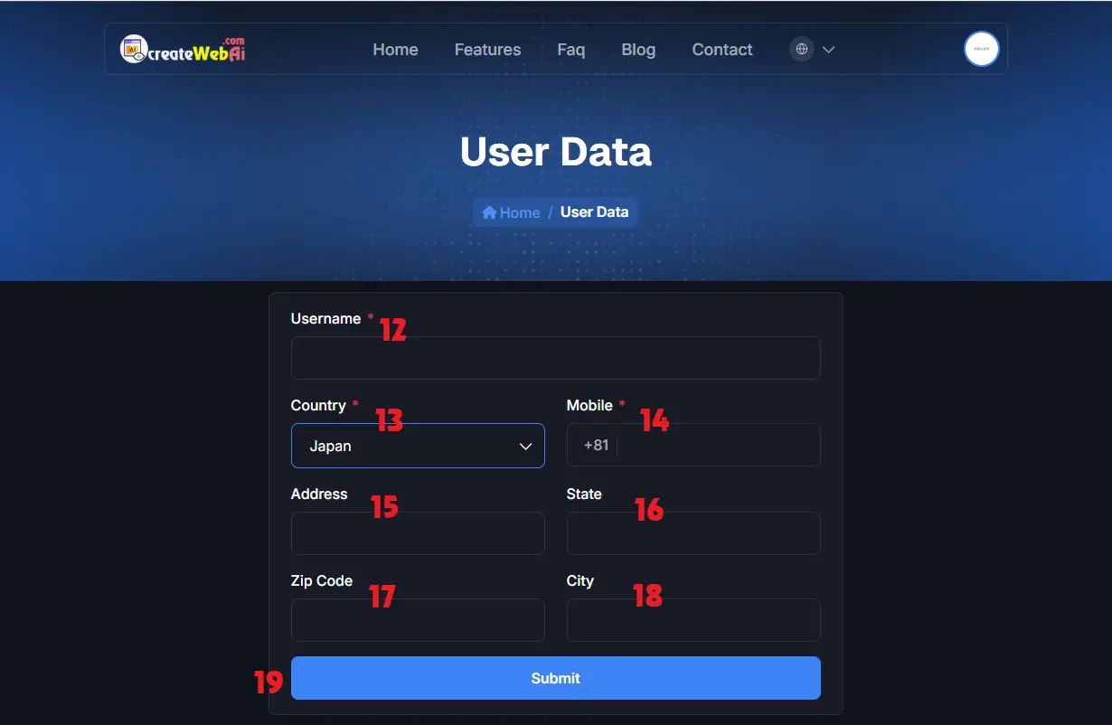 User Data Interface